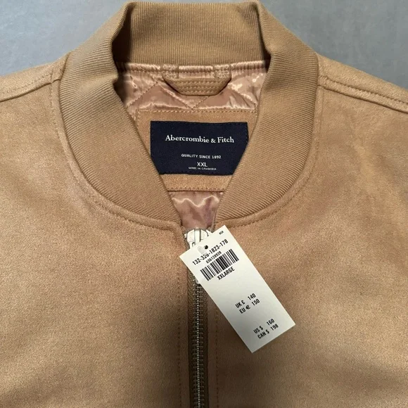 NWT Abercrombie & Fitch Vegan Suede Bomber Jacket - Picture 2 of 4